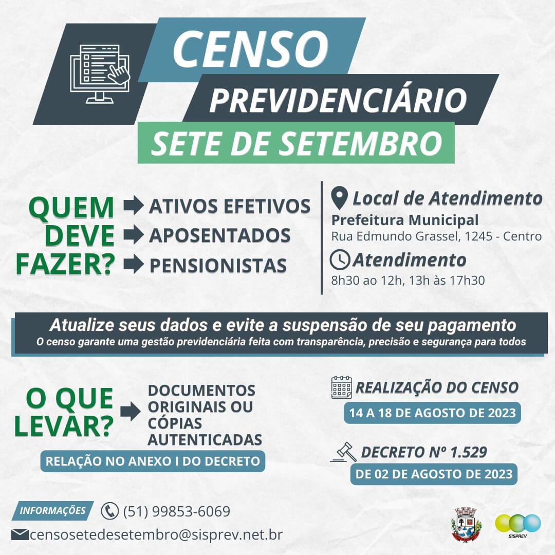 CENSO PREVIDENCIÁRIO - SETE DE SETEMBRO