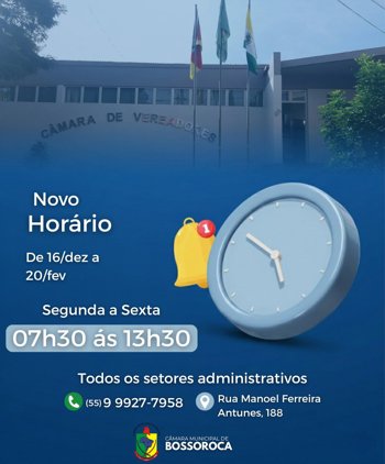 <p>Mudan&ccedil;a nos hor&aacute;rios de funcionamento da C&acirc;mara</p>