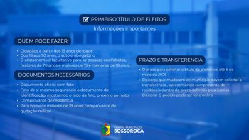 <p>PRIMEIRO T&Iacute;TULO DE ELEITOR - ATEN&Ccedil;&Atilde;O</p>