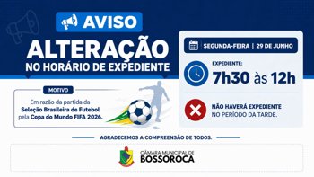 Altera&ccedil;&atilde;o no Hor&aacute;rio de Expediente