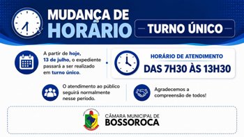 Mudan&ccedil;a de Hor&aacute;rio - Turno &Uacute;nico