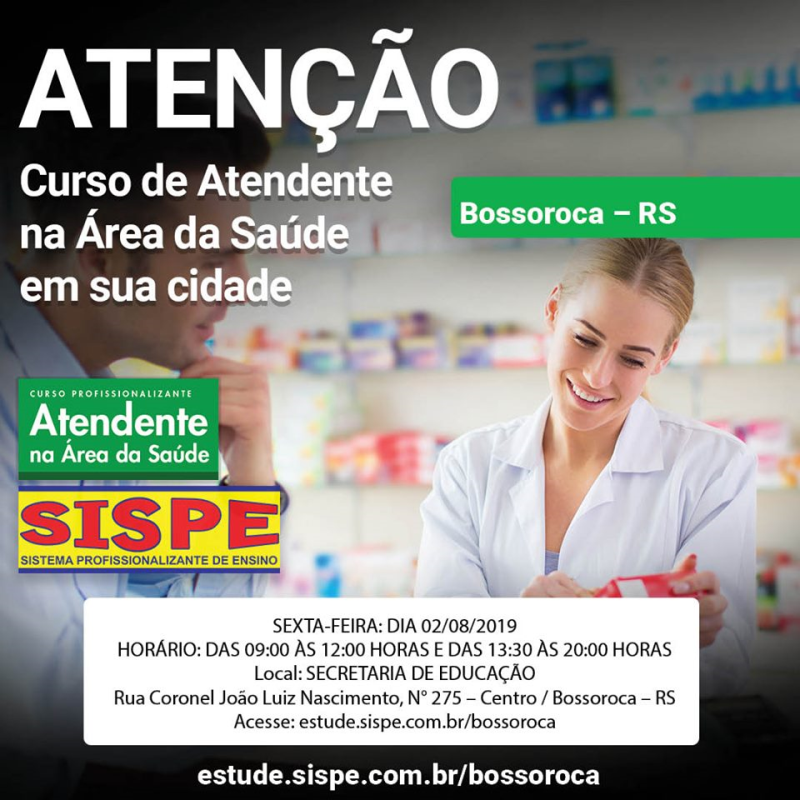 CURSO PROFISSIONALIZANTE EM BOSSOROCA!!