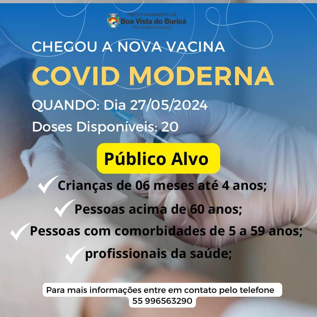 <p><strong>Vacina Covid Moderna ser&aacute; aplicada no dia 27/05</strong></p>