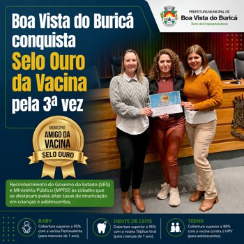 Selo Ouro do Munic&iacute;pio Amigo da Vacina