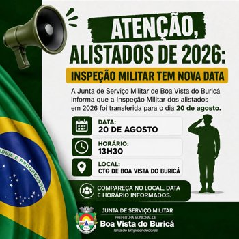 Inspe&ccedil;&atilde;o Militar dos alistados de 2026