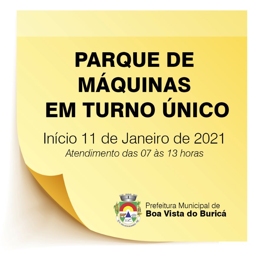 Parque de Máquinas terá turno único a partir do dia 11 de Janeiro