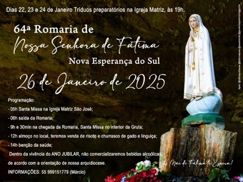 <p><strong>64&ordf; ROMARIA DE NOSSA SENHORA DE F&Aacute;TIMA</strong></p>