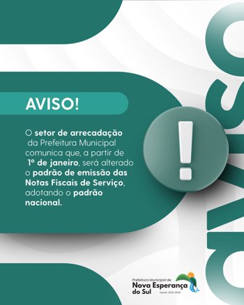 <p>Altera&ccedil;&atilde;o no padr&atilde;o de emiss&atilde;o das Notas Fiscais de Servi&ccedil;o</p>