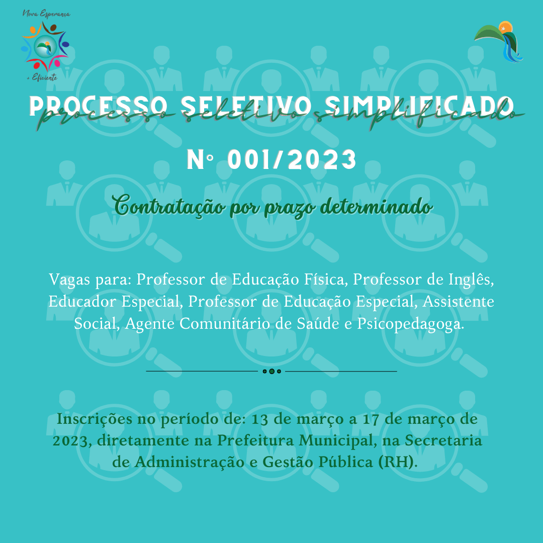 EDITAL DE PROCESSO SELETIVO SIMPLIFICADO Nº 001/2023