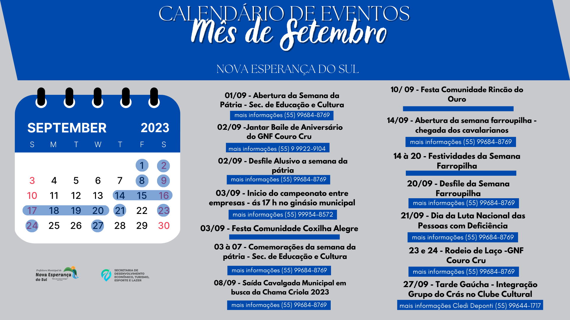Calendário de Eventos - mês 09