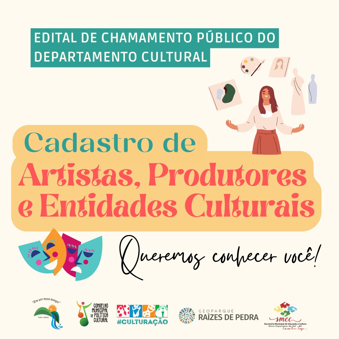 Abertas as inscrições para cadastramento e recadastramento de artistas e entidades culturais em Nova Esperança do Sul