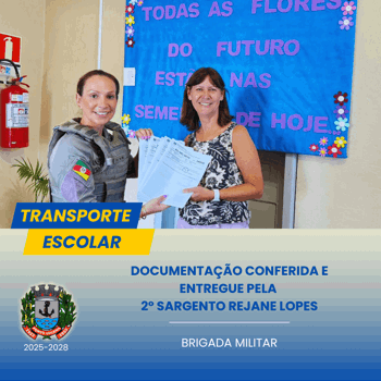 <p><strong>BRIGADA MILITAR CONFERE DOCUMENTA&Ccedil;&Atilde;O DO TRANSPORTE ESCOLAR</strong></p>