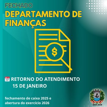 <p><strong>ATENDIMENTO NAS FINAN&Ccedil;AS RETORNA DIA 15/01</strong></p>
